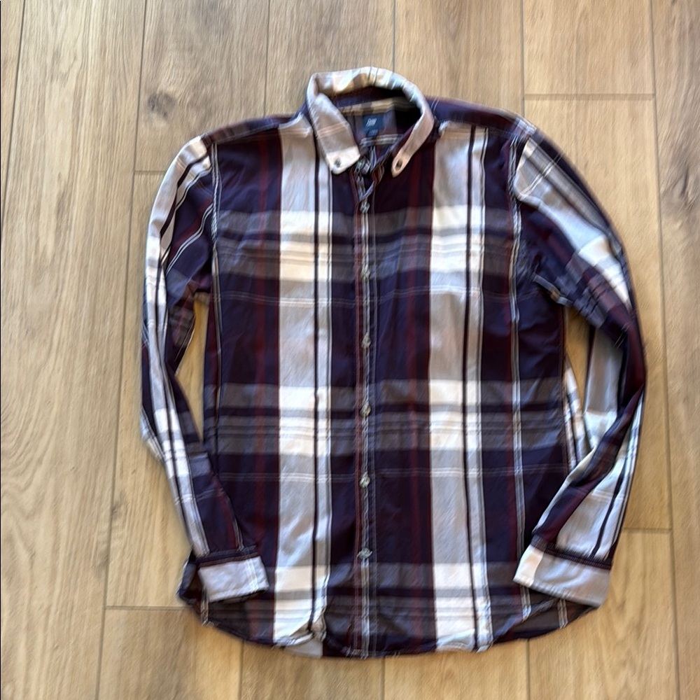 Men's Plaid Shirt - purple and White